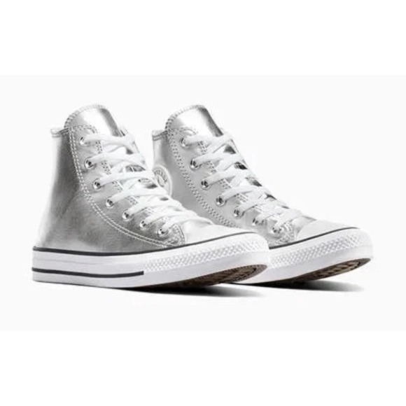 CONVERSE Chuck Taylor ALL STAR HI Metallic Silver A14875C Prom W 9 M 7 - Picture 6 of 8